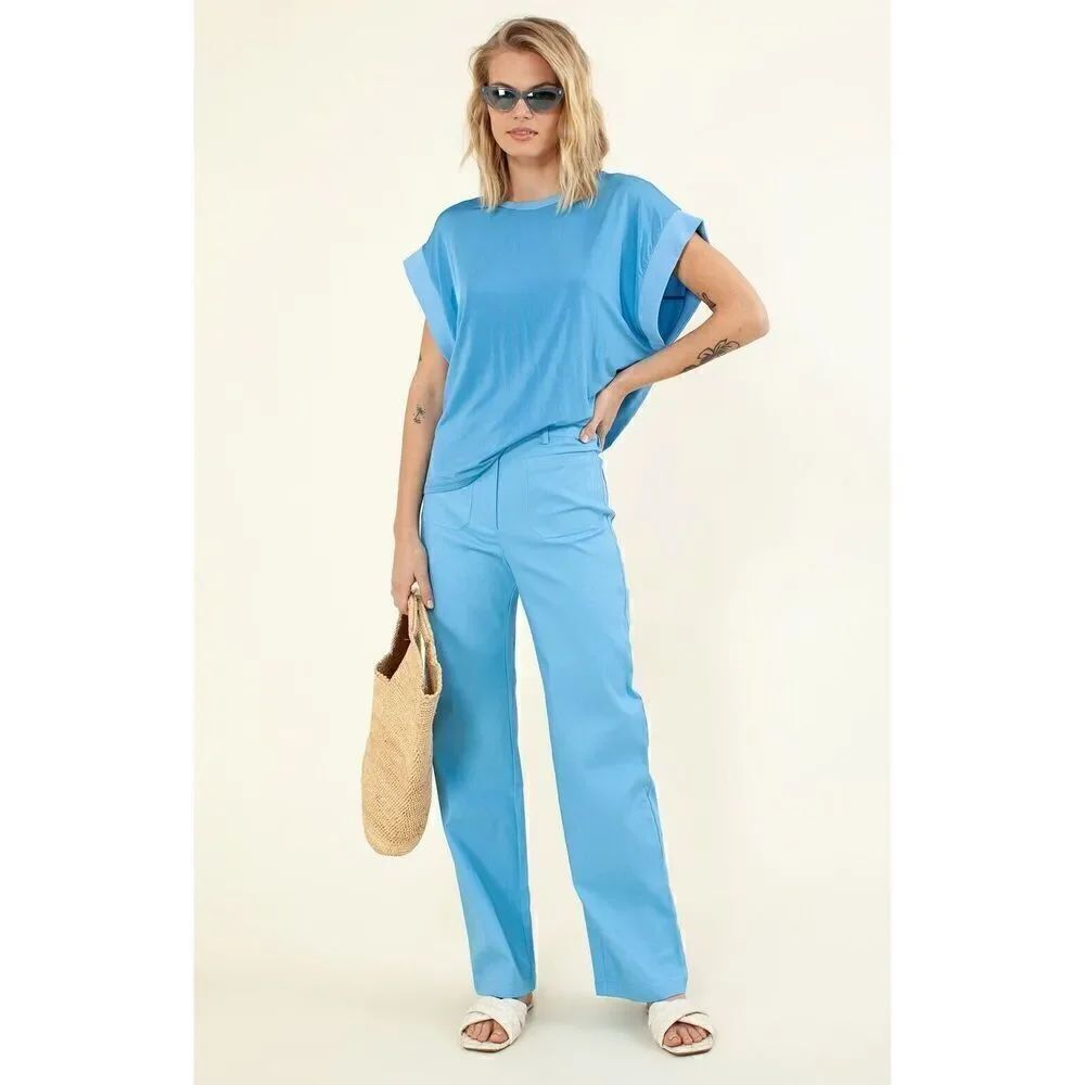 HALE BOB Azalea Solid TopIN BLUE WOMEN'S SIZE LARGE NWOT